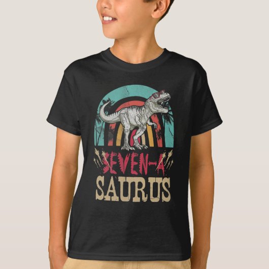 T-shirt Enfants 7 ans Dinosaur Anniversaire 7e T Rex Dino (Devant)