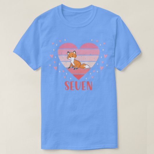 T-shirt Enfants 7 ans Mignonne Fox Anniversaire Fille 7e B (Design devant)