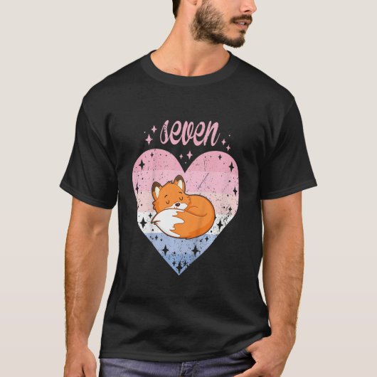 T-shirt Enfants 7 ans Mignonne Fox Anniversaire Fille 7e B (Devant)