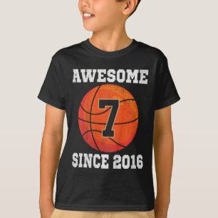 T-shirt Enfants 7e anniversaire Basketball Lover 7 ans Vin