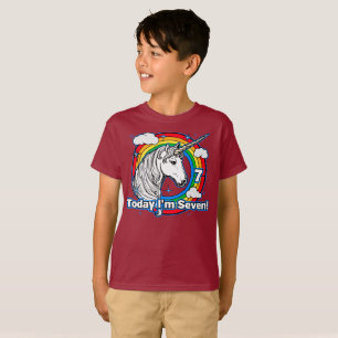 T-shirt Enfant's 7th Birthday Unicorn Rainbow Aujourd'hui 