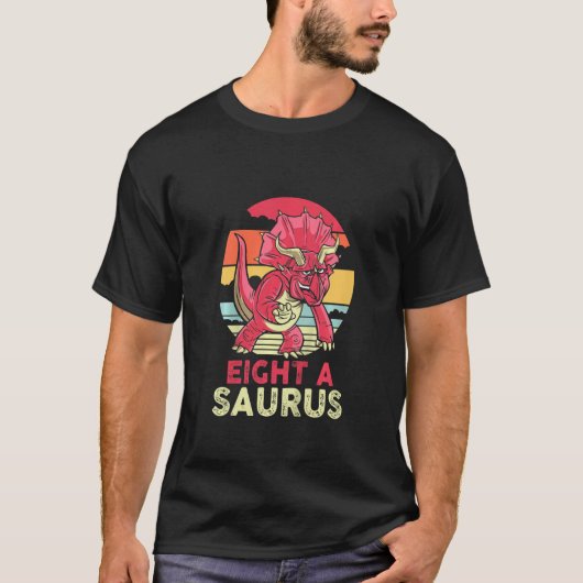 T-shirt Enfants 8 ans 8e anniversaire Triceratops Dinosaur (Devant)