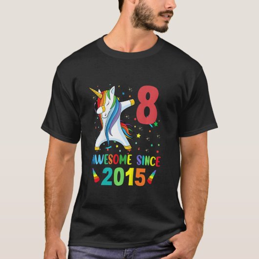 T-shirt Enfants 8 ans Filles Ados Dabbing Unicorn 8e B (Devant)