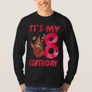 T-shirt Enfants 8e anniversaire mignon Sloth Party Casquet