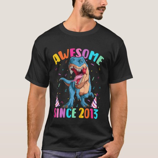 T-shirt Enfants 9 Ans Dinosaure Awesome depuis 2013 (Devant)