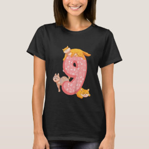 T-shirt Enfants 9e anniversaire Chat rose Thème Pâtes de c