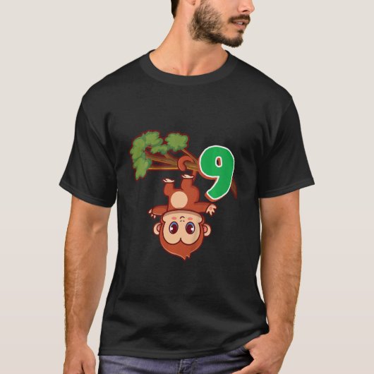 T-shirt Enfants 9e fête d'anniversaire 9 ans singe Ape Zoo (Devant)