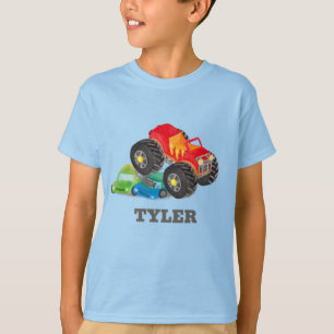 T-shirt Enfants Aquarelle Rouge Monster Stunt Truck