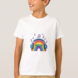 T-shirt Enfants arc-en-ciel kawaii musical portant des éco