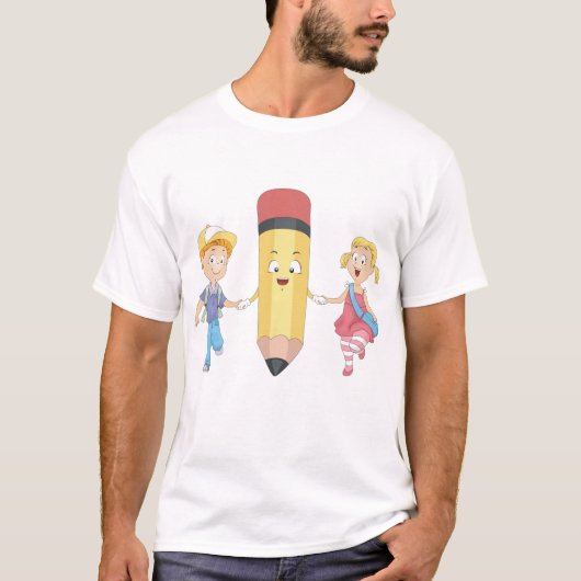 T-shirt Enfants avec crayon souriant Retour à l'école (Devant)