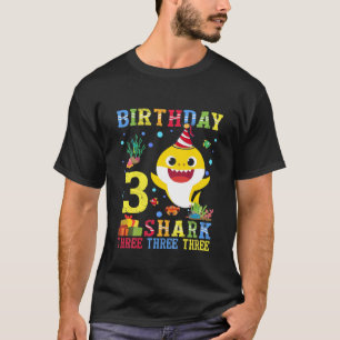 T-shirt Enfants Bébé Cute Shark 3E Anniversaire Garçon Fil