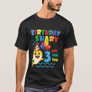 T-shirt Enfants Bébé Cute Shark 3E Anniversaire Garçon Fil