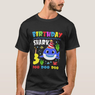 T-shirt Enfants Bébé Cute Shark 3E Anniversaire Garçon Fil