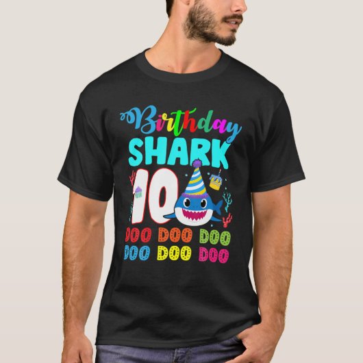 T-shirt Enfants Bébé Requin 10 Ans 10E Anniversaire Doo Do (Devant)