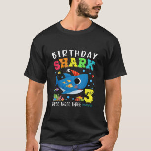 T-shirt Enfants Bébé Requin 3E Anniversaire Garçon Fille 3