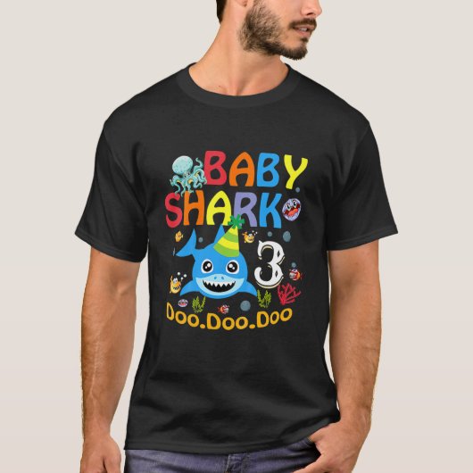 T-shirt Enfants Bébé Requin 3E Anniversaire Garçon Fille 3 (Devant)
