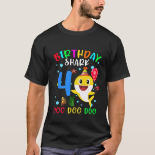T-shirt Enfants Bébé Requin mignon 4E Anniversaire Garçon