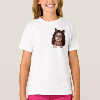 T-shirt Enfants blancs avec mignon maillot de fille à chev