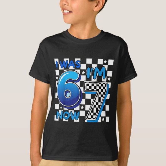 T-shirt Enfants Bleu à Carreaux J'avais 6 ans Maintenant J (Devant)