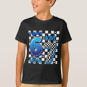 T-shirt Enfants bleus à carreaux j'avais 6 ans j'ai 7 ans