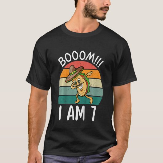 T-shirt Enfants Boom I Am 7 Dabbing Taco Anniversaire 7 An (Devant)