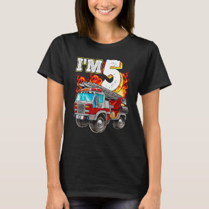 T-shirt Enfants Camion d'incendie 5e anniversaire Garçon P