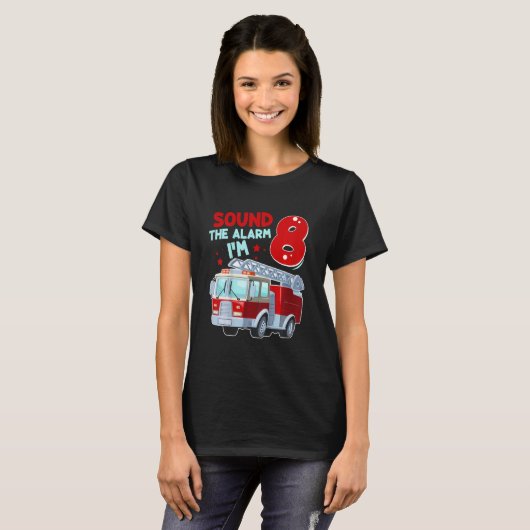 T-shirt Enfants Camion d'incendie 8 ans pompier 8 ans 8e a (Devant entier)