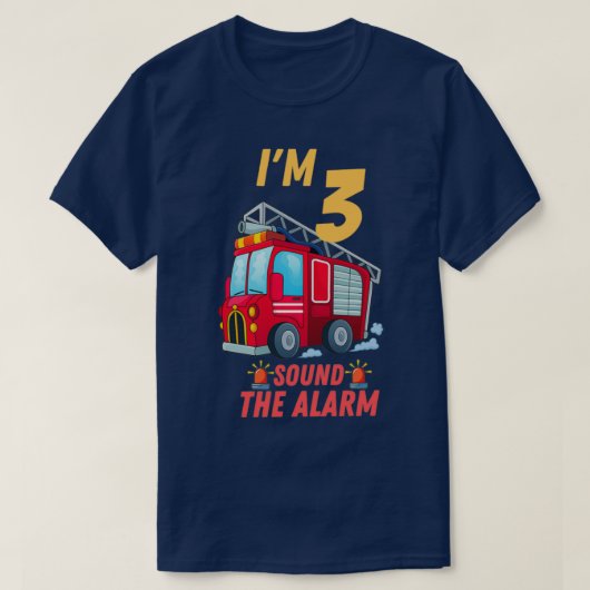 T-shirt Enfants Camions d'incendie Pompier 3e anniversaire (Design devant)
