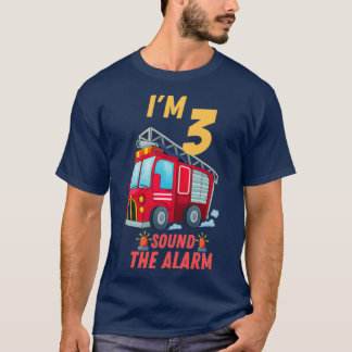 T-shirt Enfants Camions d'incendie Pompier 3e anniversaire