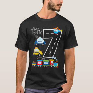 T-shirt Enfants Camions Train 7e fête d'anniversaire Enfan