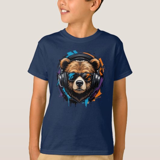 T-Shirt Enfants Casque Ours Cool (Devant)