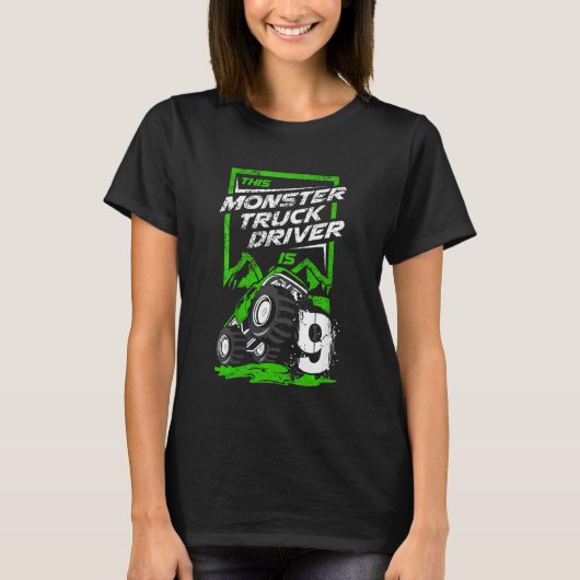 T-shirt Enfants Ce Monster Truck Driver 9 ans Vieux Monste (Devant)