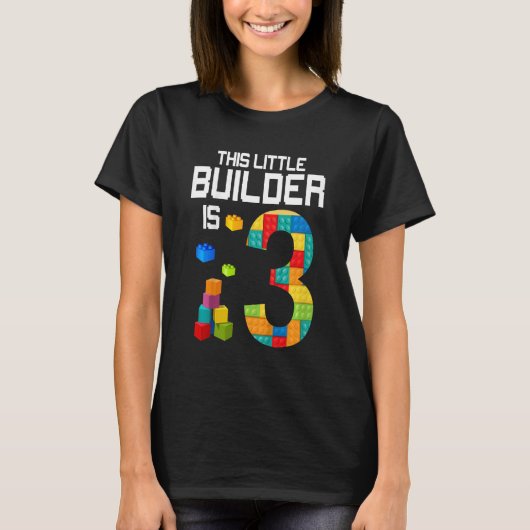 T-shirt Enfants Ce Petit Constructeur est 3 Bâtiments Bloc (Devant)