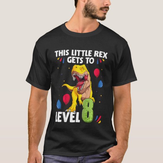 T-shirt Enfants Ce petit Rex arrive au niveau 8 ans Birthd (Devant)