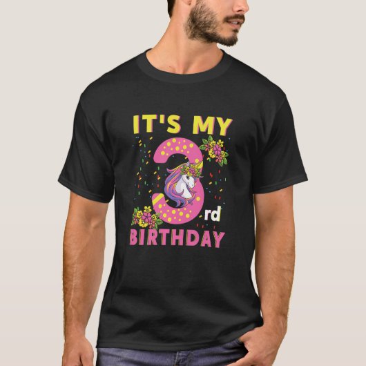 T-shirt Enfants C'est mon 3e anniversaire Unicorne Enfant (Devant)