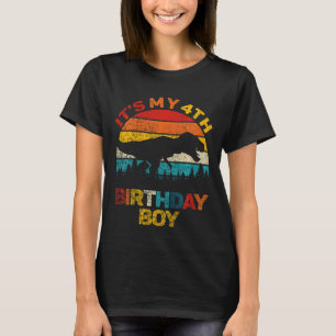 T-shirt Enfants C'est mon 4e anniversaire garçon Dinosaur