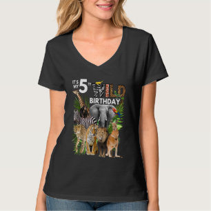 T-shirt Enfants C'est mon 5e anniversaire sauvage Safari A