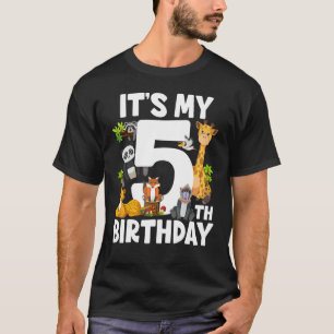 T-shirt Enfants C'est mon 5e anniversaire Zoo Jungle Safar