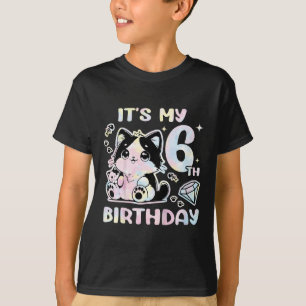 T-shirt Enfants C'est mon 6e anniversaire fille 6 ans chat