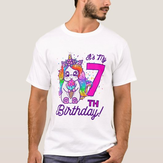 T-shirt Enfants C'est mon 7e anniversaire Crème glacée Rai (Devant)