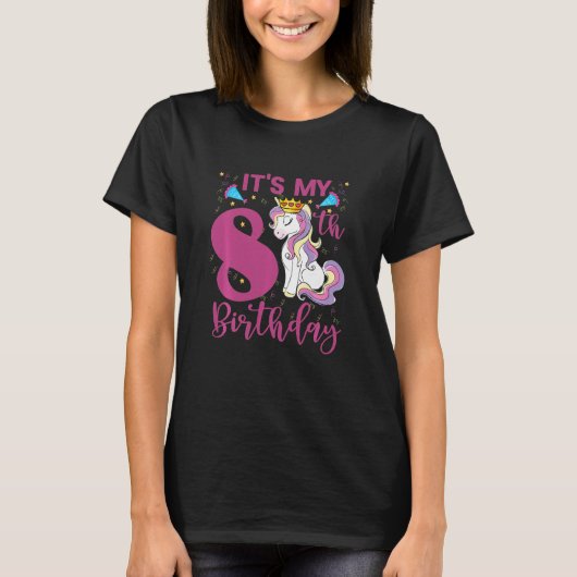T-shirt Enfants C'est mon 8e anniversaire Unicorne Enfant (Devant)