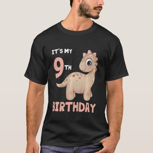 T-shirt Enfants C'est mon 9e anniversaire Joyeux 9 ans Din (Devant)