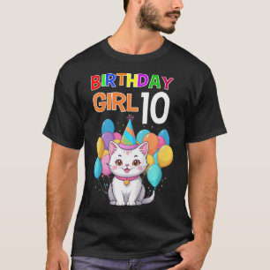 T-shirt Enfants Chat Anniversaire 10 Anniversaire Filles 1