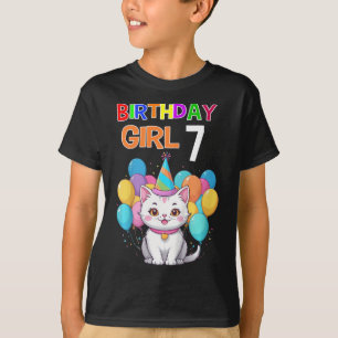 T-shirt Enfants Chat Anniversaire 7 Anniversaire Filles 7e