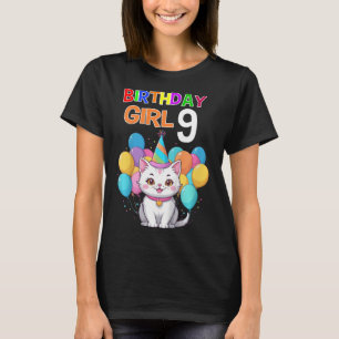 T-shirt Enfants Chat Anniversaire 9 Anniversaire Fille 9e