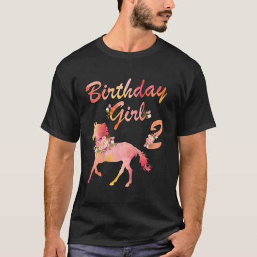 T-shirt Enfants Cheval 2e Anniversaire Pour Les Filles Lov (Devant)