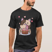 T-shirt Enfants Chubby Chat tenant un gâteau d'anniversair (Devant)
