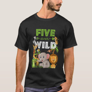 T-shirt Enfants Cinq jamais Wild 5Anniversaire Zoo Safari 