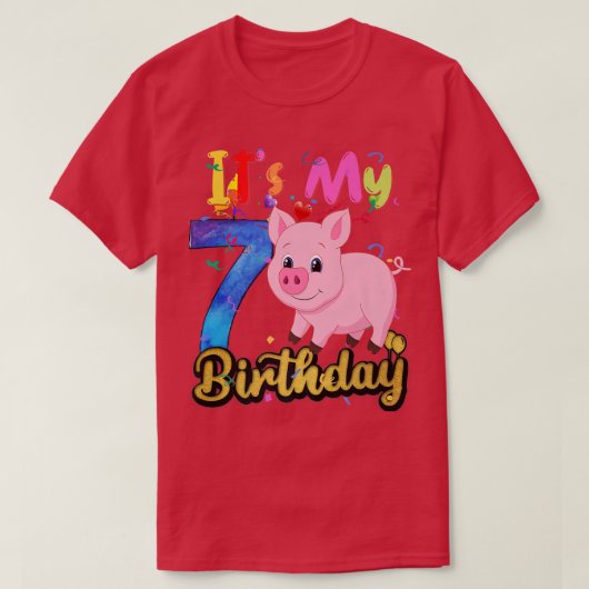 T-shirt Enfants Cochon 7e anniversaire 7 ans Cochon Annive (Design devant)