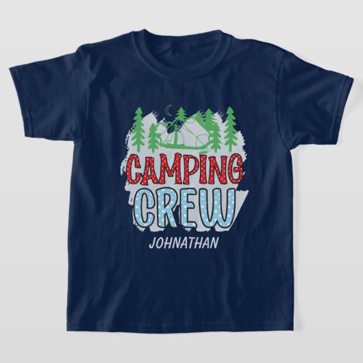 T-shirt Enfants cool équipe de camping ajouter nom unisex (Poser)